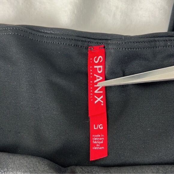 Spanx Black Faux Leather Side Stripe High Waist Leggings Size Large - Picture 7 of 9